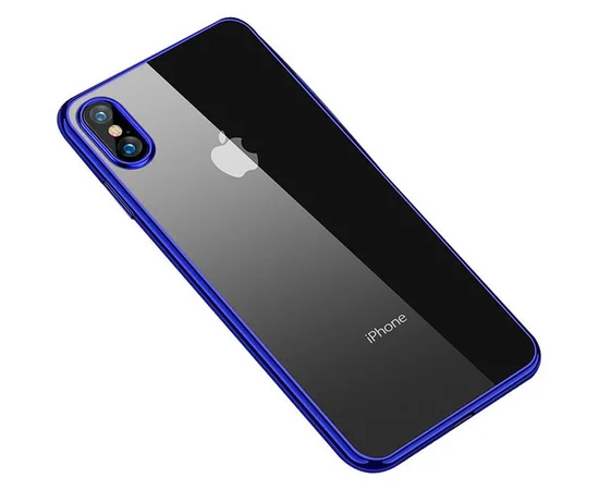 Прозрачный силиконовый чехол с глянцевой окантовкой Full Camera для Apple iPhone XS Max (6.5") Синий