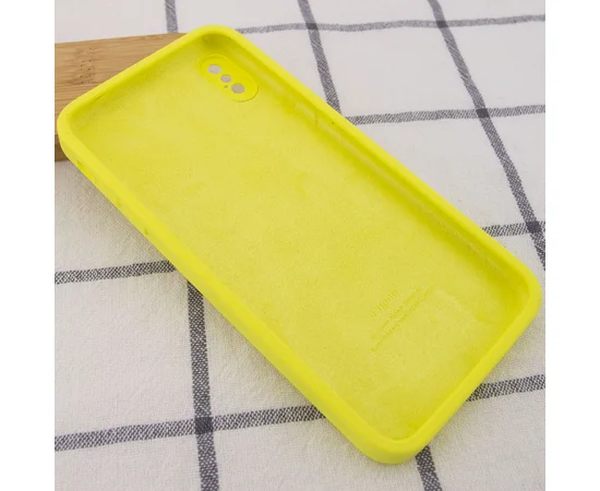Чехол Silicone Case Square Full Camera Protective (AA) для Apple iPhone XS Max (6.5") Желтый / Bright Yellow