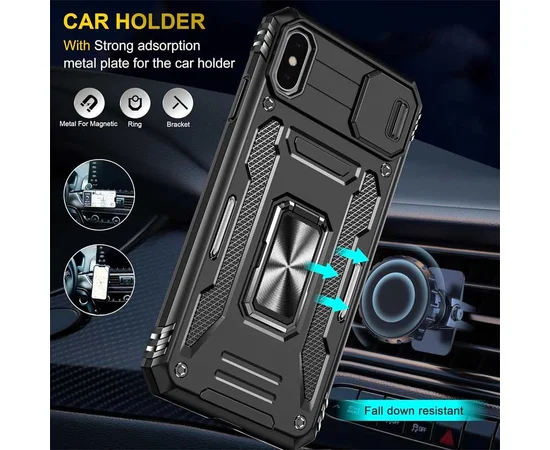 Ударопрочный чехол Camshield Army Ring для Apple iPhone XS Max (6.5") Черный / Black