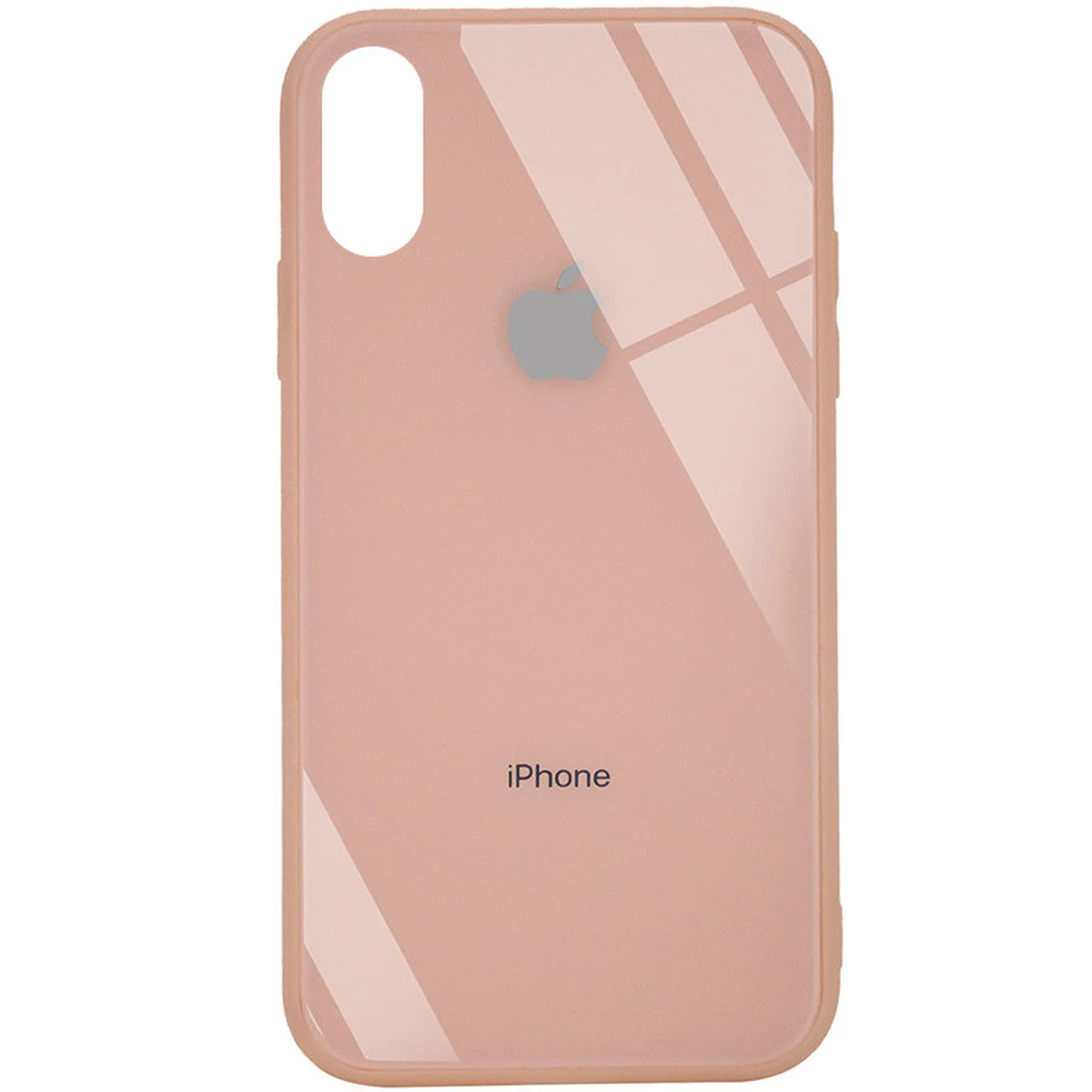 TPU + Glass чохол GLOSSY Logo (opp) для Apple iPhone XS Max (6.5 ") Персиковий