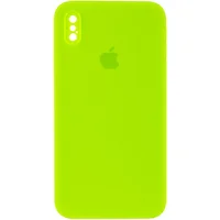 Чехол Silicone Case Square Full Camera Protective (AA) для Apple iPhone XS Max (6.5") Салатовый / Neon green