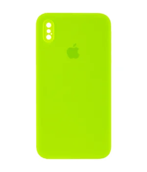 Чехол Silicone Case Square Full Camera Protective (AA) для Apple iPhone XS Max (6.5") Салатовый / Neon green