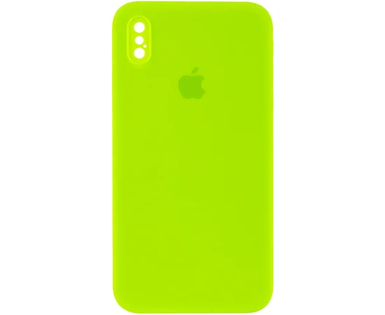 Чехол Silicone Case Square Full Camera Protective (AA) для Apple iPhone XS Max (6.5") Салатовый / Neon green