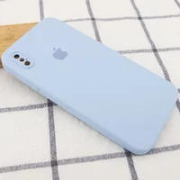 Чехол Silicone Case Square Full Camera Protective (AA) для Apple iPhone XS Max (6.5") Голубой / Mist blue