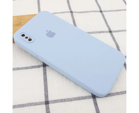 Чехол Silicone Case Square Full Camera Protective (AA) для Apple iPhone XS Max (6.5") Голубой / Mist blue