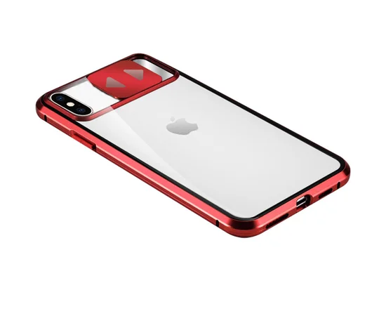 Чехол Camshield 360 Metall+Glass со шторкой для камеры для Apple iPhone XS Max (6.5") Красный