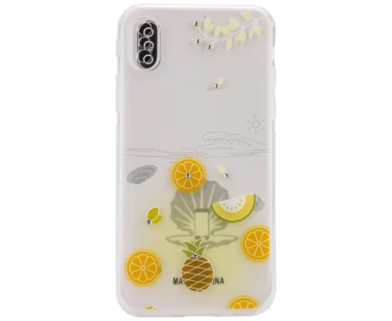 TPU чехол Luxury Diamond full protective для Apple iPhone XS Max (6.5") Желтый / Тропические фрукты
