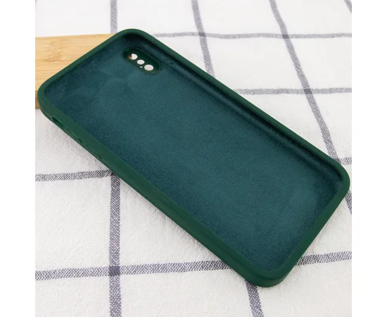 Чехол Silicone Case Square Full Camera Protective (AA) для Apple iPhone XS Max (6.5") Зеленый / Dark green