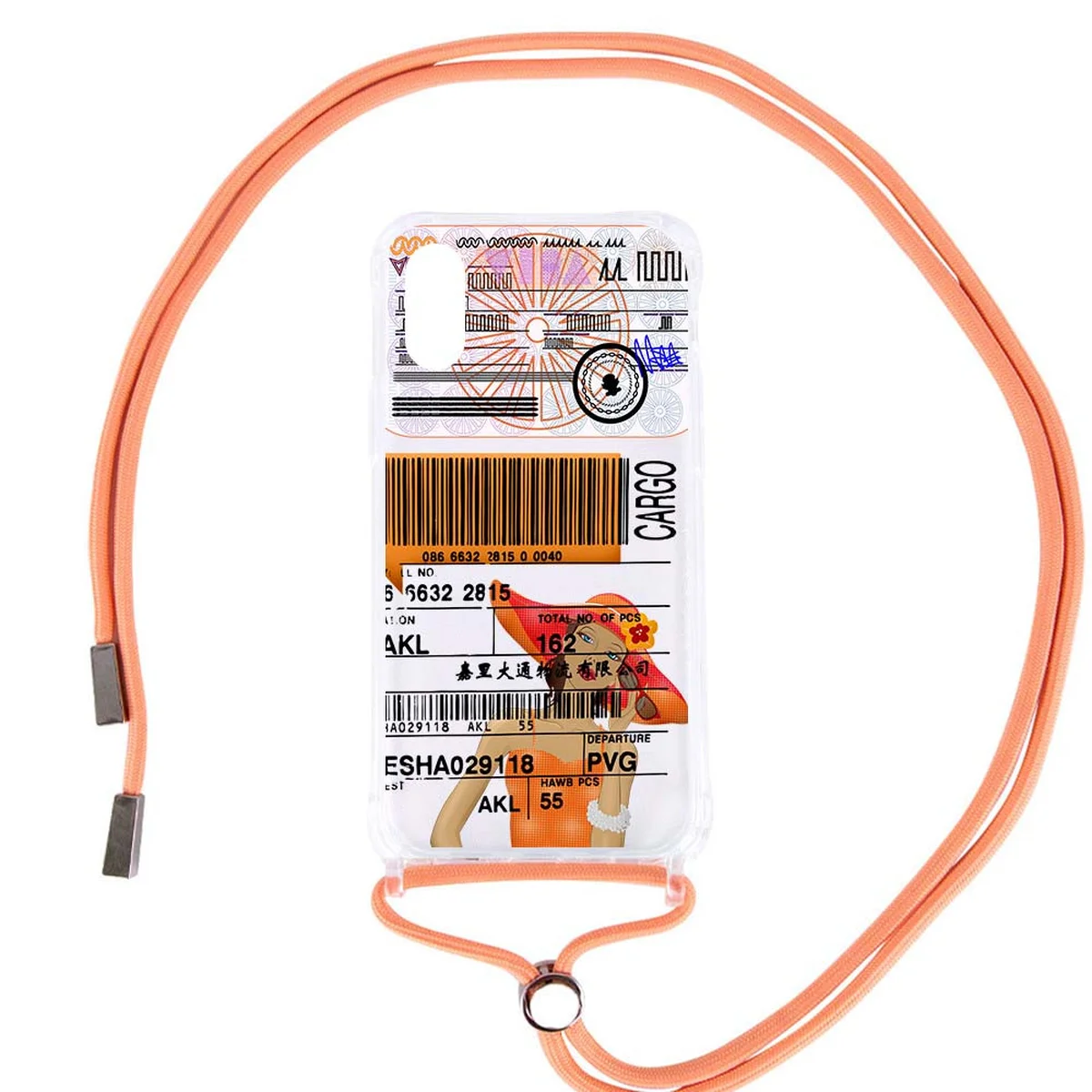 Чехол TPU Crossbody Street Style для Apple iPhone XS Max (6.5") Cargo / Персиковый