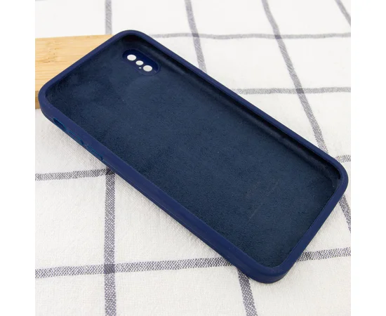 Чехол Silicone Case Square Full Camera Protective (AA) для Apple iPhone XS Max (6.5") Темно-синий / Midnight blue