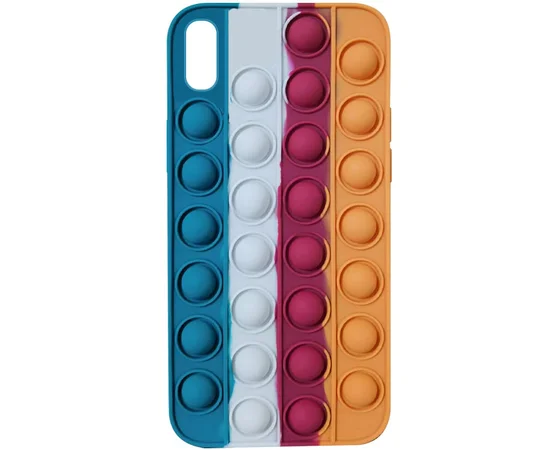 Силиконовый 3D чехол-антистресс Pop it Bubble для Apple iPhone XS Max (6.5") Cosmos blue / Orange
