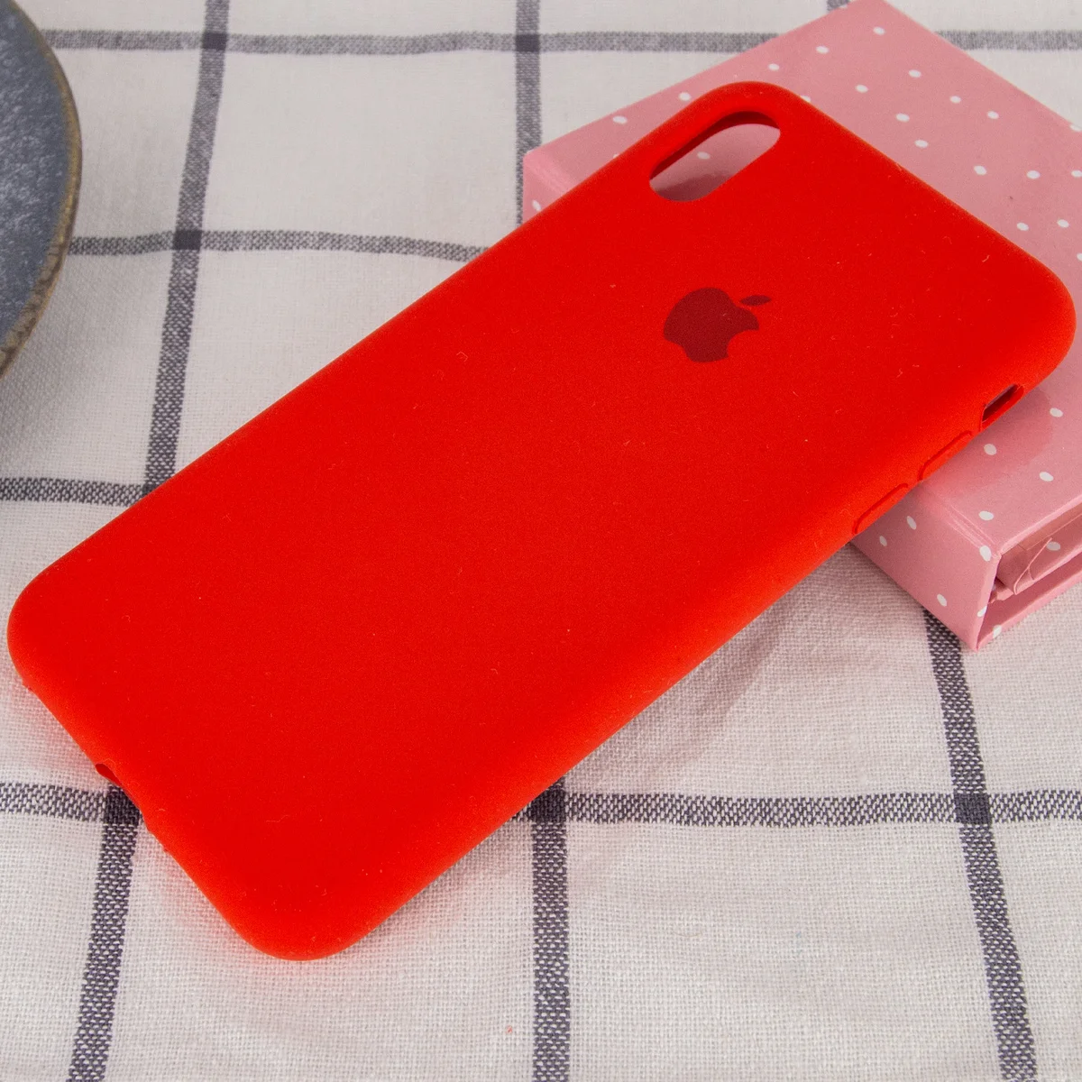 Чехол Silicone case (A) (с закрытым низом) для Apple iPhone XS Max (6.5") Красный / Red