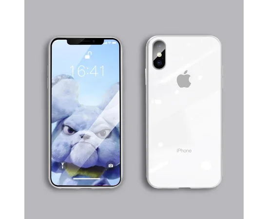 TPU+Glass чехол GLOSSY Logo series для Apple iPhone XS Max (6.5") Белый / White