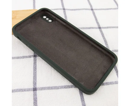 Чехол Silicone Case Square Full Camera Protective (AA) для Apple iPhone XS Max (6.5") Зеленый / Black Green
