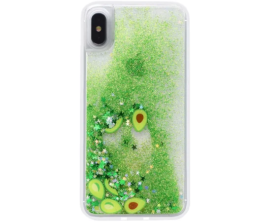 TPU+PC чехол Liquid (glitter) для Apple iPhone XS Max (6.5") Авокадо