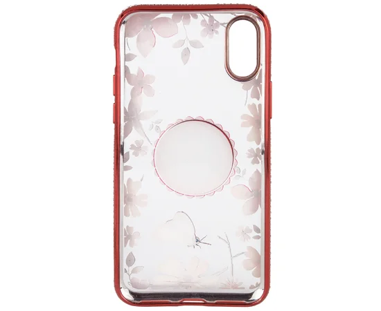 TPU чехол Shengo со стразами и кольцом-держателем для Apple iPhone XS Max (6.5") Красный