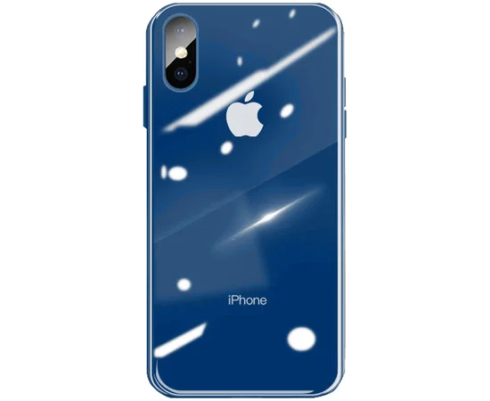 TPU+Glass чехол GLOSSY Logo series для Apple iPhone XS Max (6.5") Синий / Blue