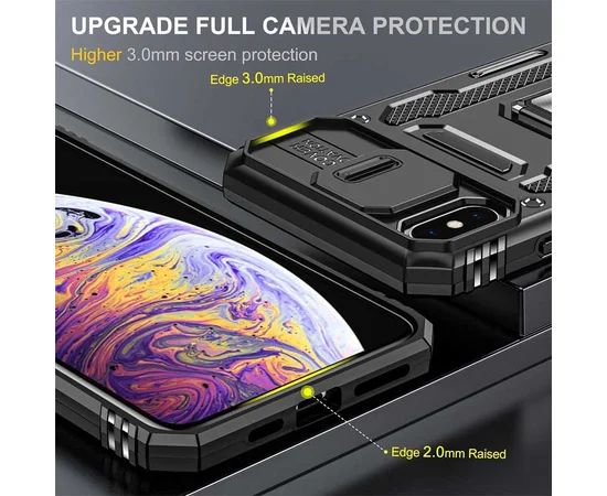 Ударопрочный чехол Camshield Army Ring для Apple iPhone XS Max (6.5") Черный / Black