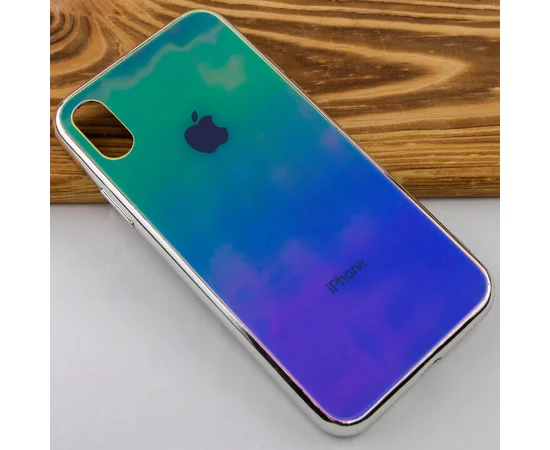 TPU + Glass чохол Gradient Rainbow з лого для Apple iPhone XS Max (6.5 ") Зелений