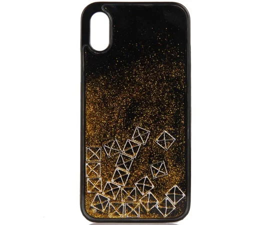 TPU+PC чехол Liquid (glitter) для Apple iPhone XS Max (6.5") Тетрис / Золотой
