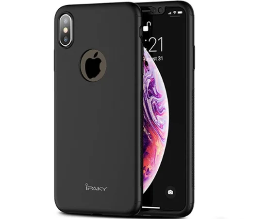 Чехол iPaky Crystal 360 градусов для Apple iPhone XS Max (6.5") (+ стекло на экран) Черный / Transparent black