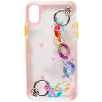TPU+PC чохол Colorspot з ремінцем-ланцюгом для Apple iPhone XS Max (6.5") Pink hearts