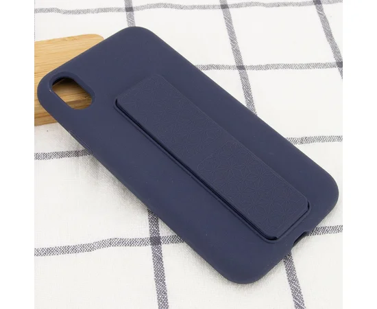 Чехол Silicone Case Hand Holder для Apple iPhone XS Max (6.5") Темно-синий / Midnight blue
