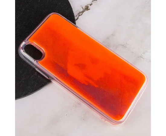 Неоновый чехол Neon Sand glow in the dark для Apple iPhone XS Max (6.5") Фиолетовый / Оранжевый