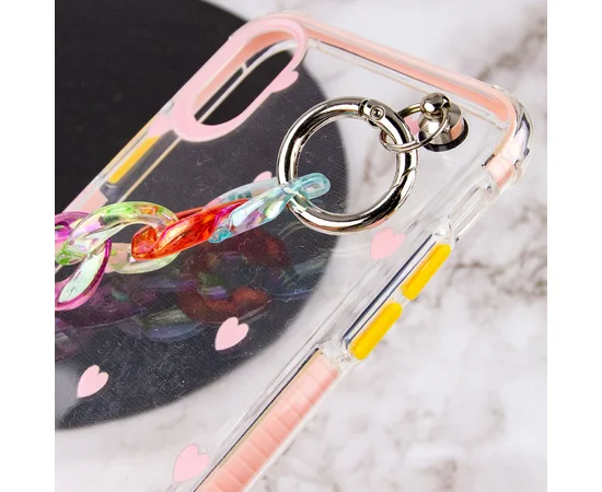 TPU+PC чехол Colorspot с ремешком-цепью для Apple iPhone XS Max (6.5") Pink hearts