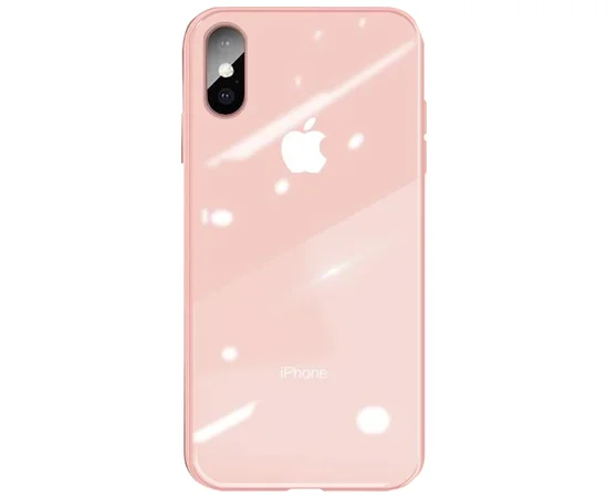 TPU+Glass чехол GLOSSY Logo series для Apple iPhone XS Max (6.5") Rose Gold