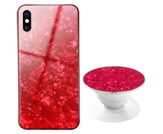 TPU+Glass чехол Shell с круглой подставкой для Apple iPhone XS Max (6.5") Красный