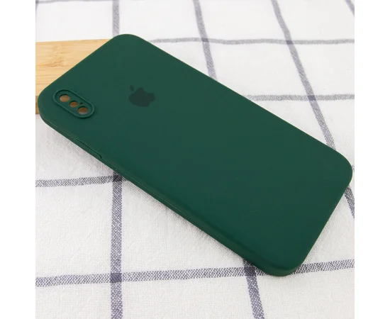 Чехол Silicone Case Square Full Camera Protective (AA) для Apple iPhone XS Max (6.5") Зеленый / Dark green