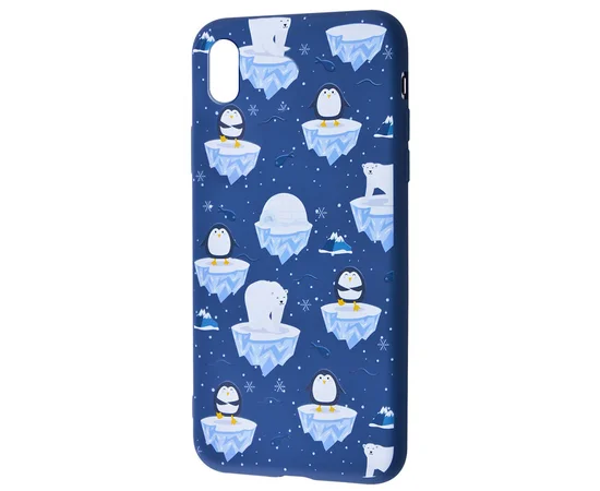 TPU чехол WAVE Fancy для Apple iPhone XS Max (6.5") White Bear and Penguins / Dark blue