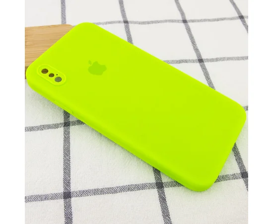 Чехол Silicone Case Square Full Camera Protective (AA) для Apple iPhone XS Max (6.5") Салатовый / Neon green
