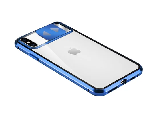 Чехол Camshield 360 Metall+Glass со шторкой для камеры для Apple iPhone XS Max (6.5") Синий