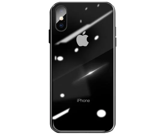 TPU+Glass чехол GLOSSY Logo series для Apple iPhone XS Max (6.5") Черный / Black