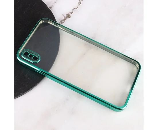Прозрачный силиконовый чехол с глянцевой окантовкой Full Camera для Apple iPhone XS Max (6.5") Зеленый