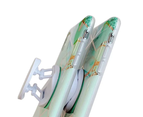 TPU Чехол Геометрия с держателем для телефона для Apple iPhone XS Max (6.5") Бирюзовый