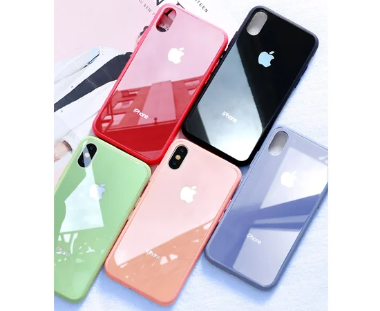 TPU+Glass чехол GLOSSY Logo series для Apple iPhone XS Max (6.5") Красный / Red