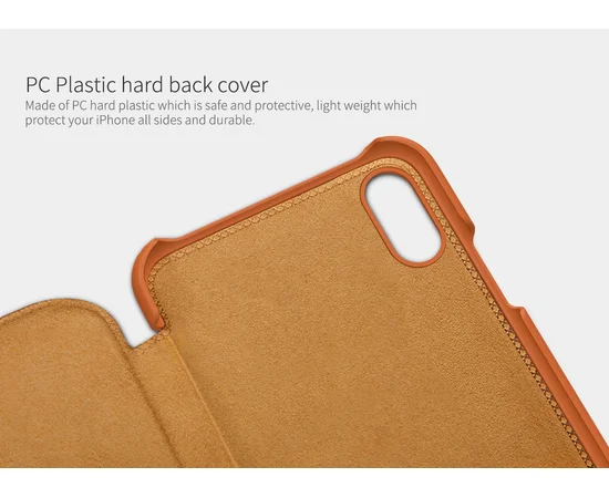 Кожаный чехол (книжка) Nillkin Qin Series для Apple iPhone XS Max (6.5") Коричневый