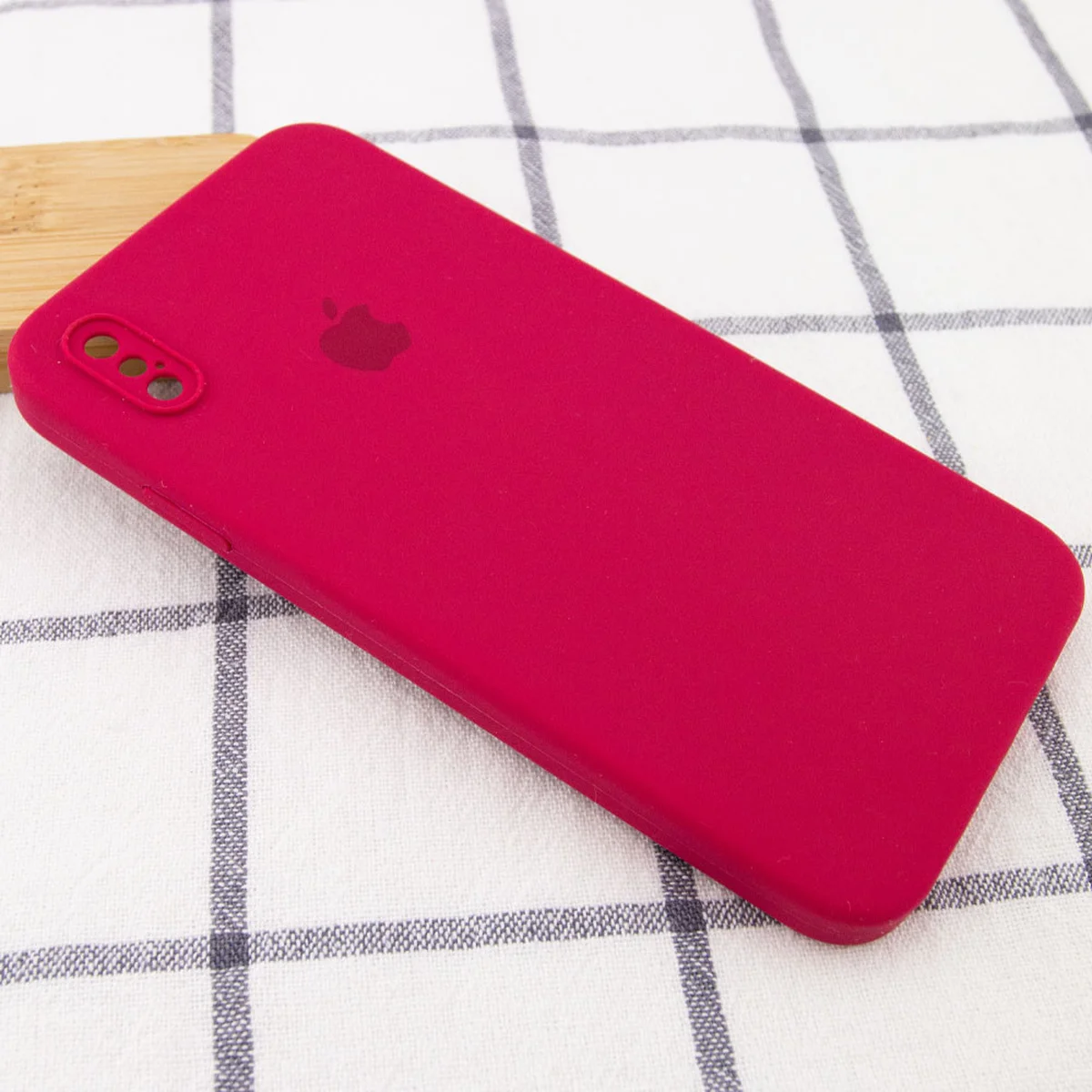 Чехол Silicone Case Square Full Camera Protective (AA) для Apple iPhone XS Max (6.5") Красный / Rose Red