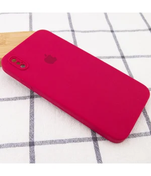 Чохол Silicone Case Square Full Camera Protective (AA) для Apple iPhone XS Max (6.5 ") Червоний / Rose Red