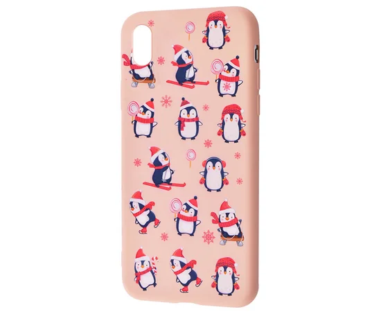TPU чехол WAVE Fancy для Apple iPhone XS Max (6.5") Penguins / Pink sand