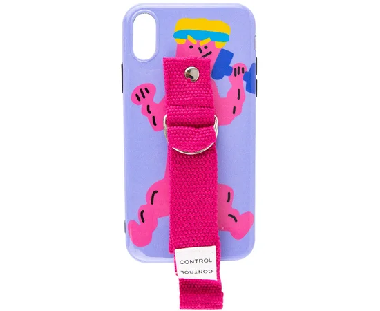 Чехол Funny Holder с цветным ремешком для Apple iPhone XS Max (6.5") Фиолетовый / Малиновый