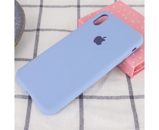 Чехол Silicone case (A) (с закрытым низом) для Apple iPhone XS Max (6.5") Голубой / Lilac Blue