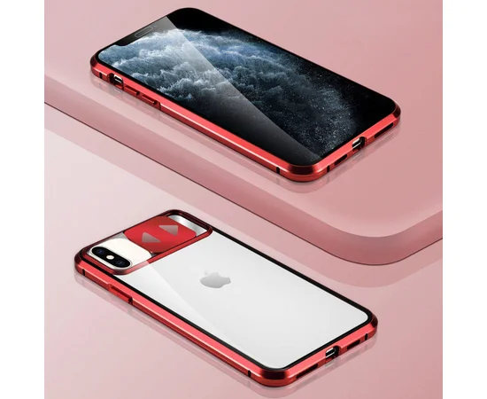 Чехол Camshield 360 Metall+Glass со шторкой для камеры для Apple iPhone XS Max (6.5") Красный