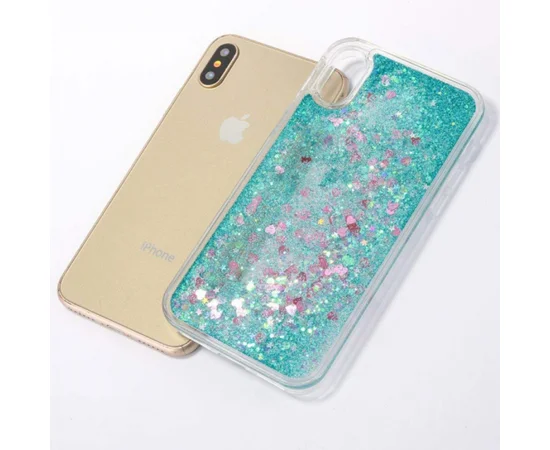 TPU чехол Liquid hearts для Apple iPhone XS Max (6.5") Бирюзовый