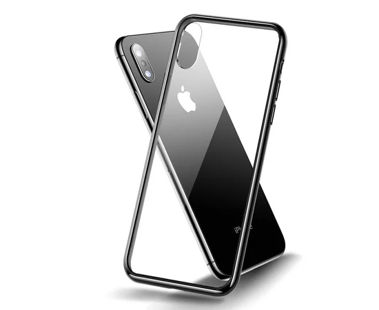 TPU+Glass чехол Clear для Apple iPhone XS Max (6.5") Бесцветный / Черный