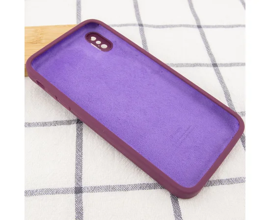 Чехол Silicone Case Square Full Camera Protective (AA) для Apple iPhone XS Max (6.5") Бордовый / Maroon