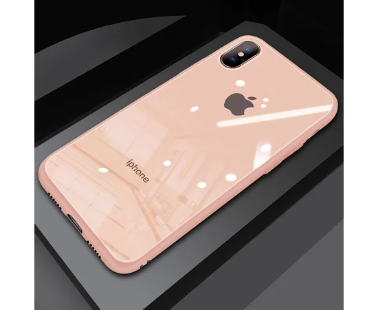 TPU+Glass чехол GLOSSY Logo series для Apple iPhone XS Max (6.5") Rose Gold